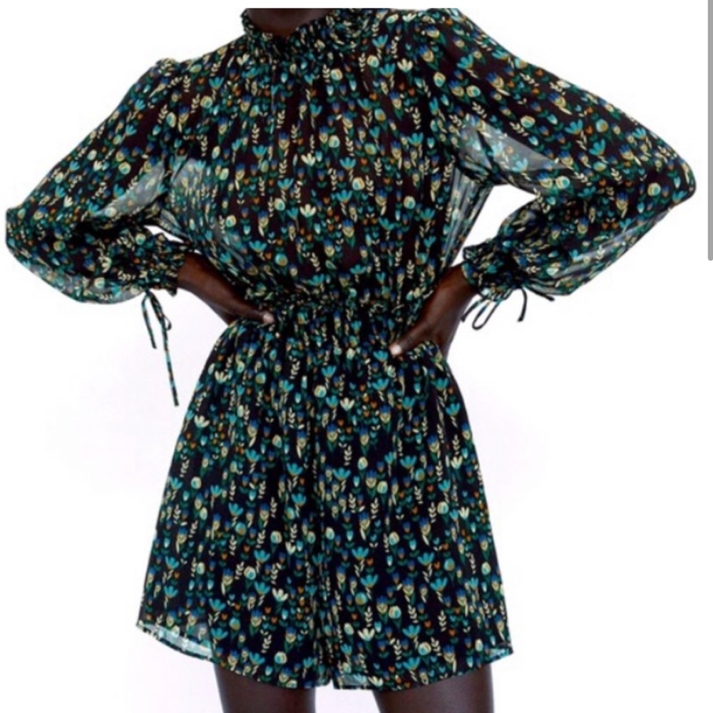 Zara Floral Print Black romper